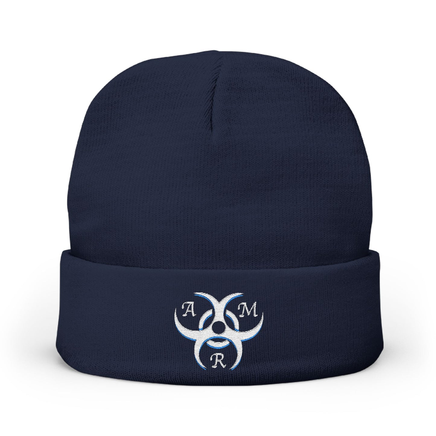 AMR Knit Beanie (Embroidery) White logo